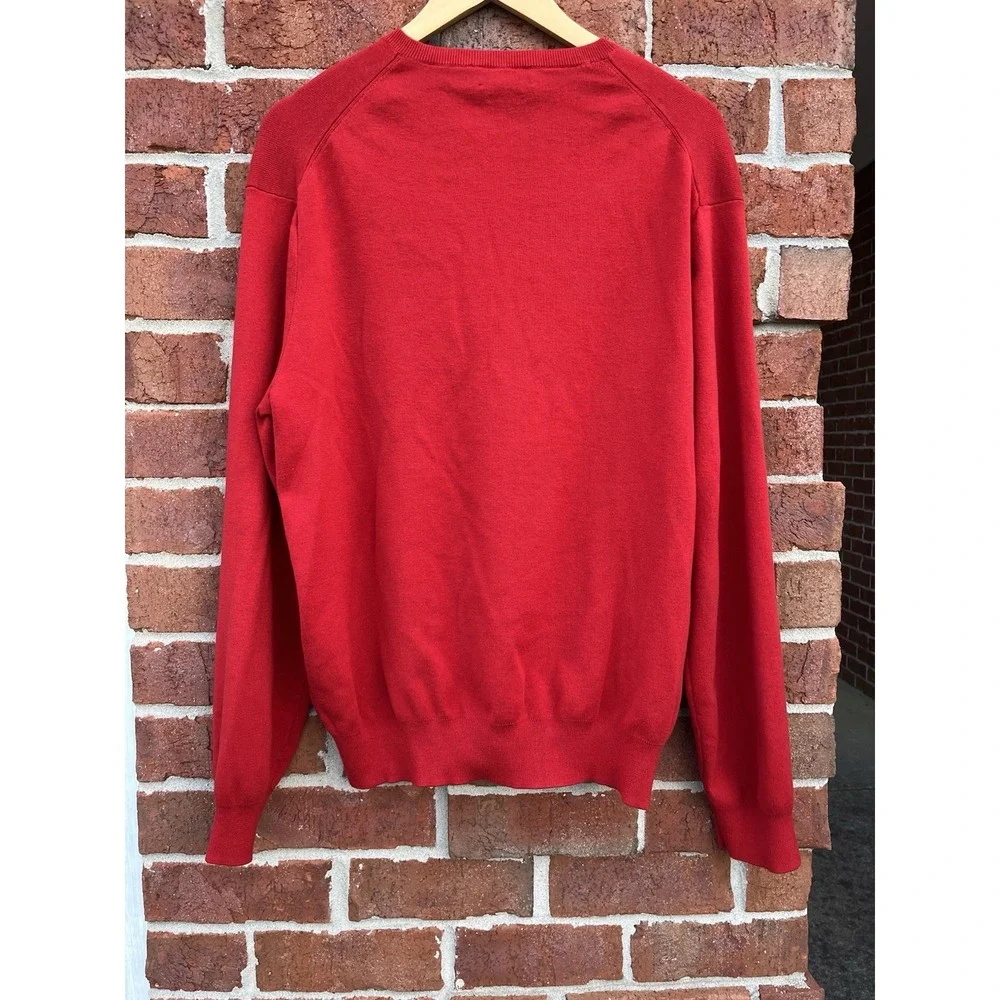 Polo Ralph Lauren Sweater Men XL Red Pima Cotton V Neck Pullover Lightweight